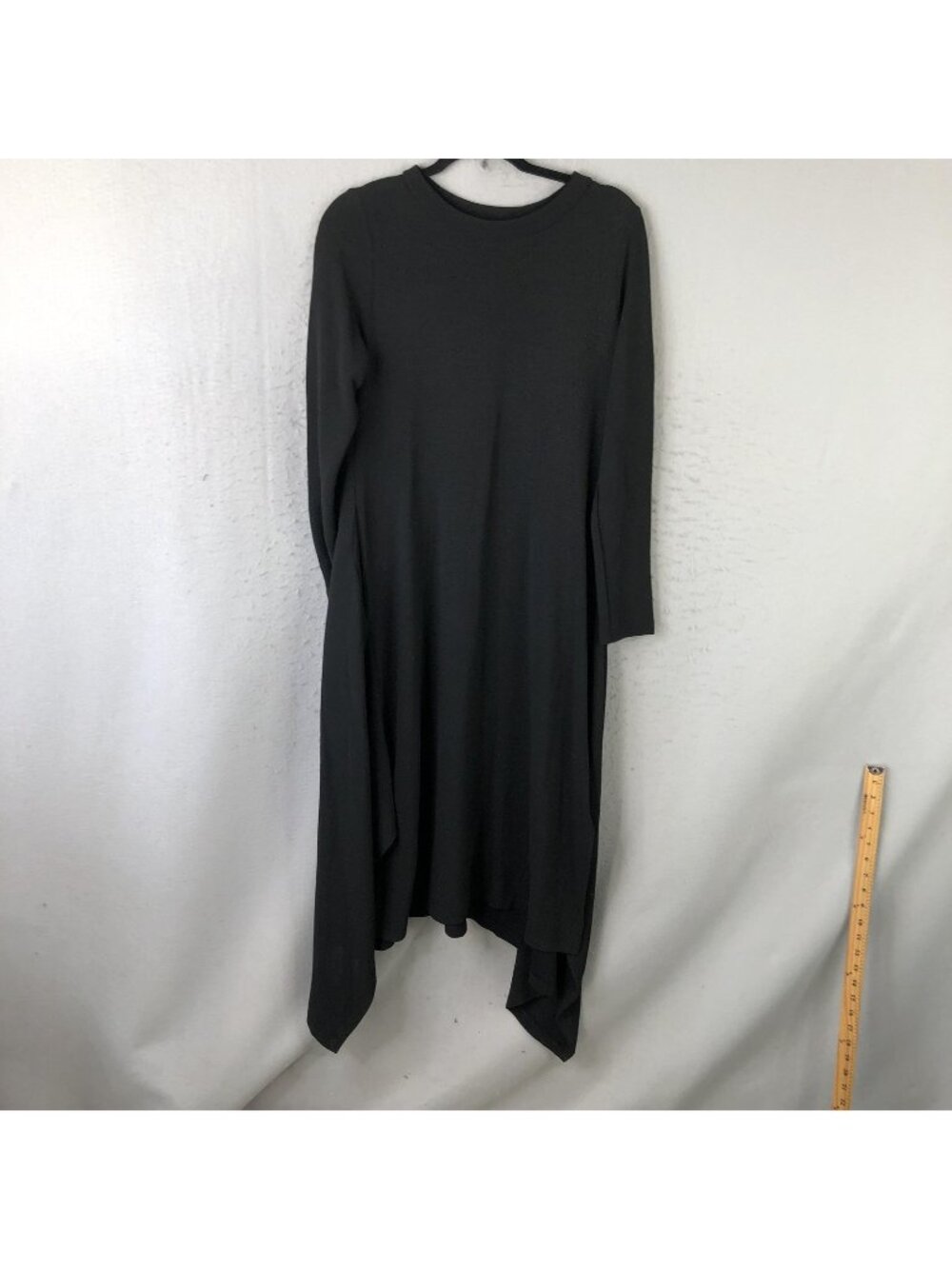 XD Xenia Design Dress Womens M Black Knit Maxi Asym Hem Long Sleeve Sogi 11